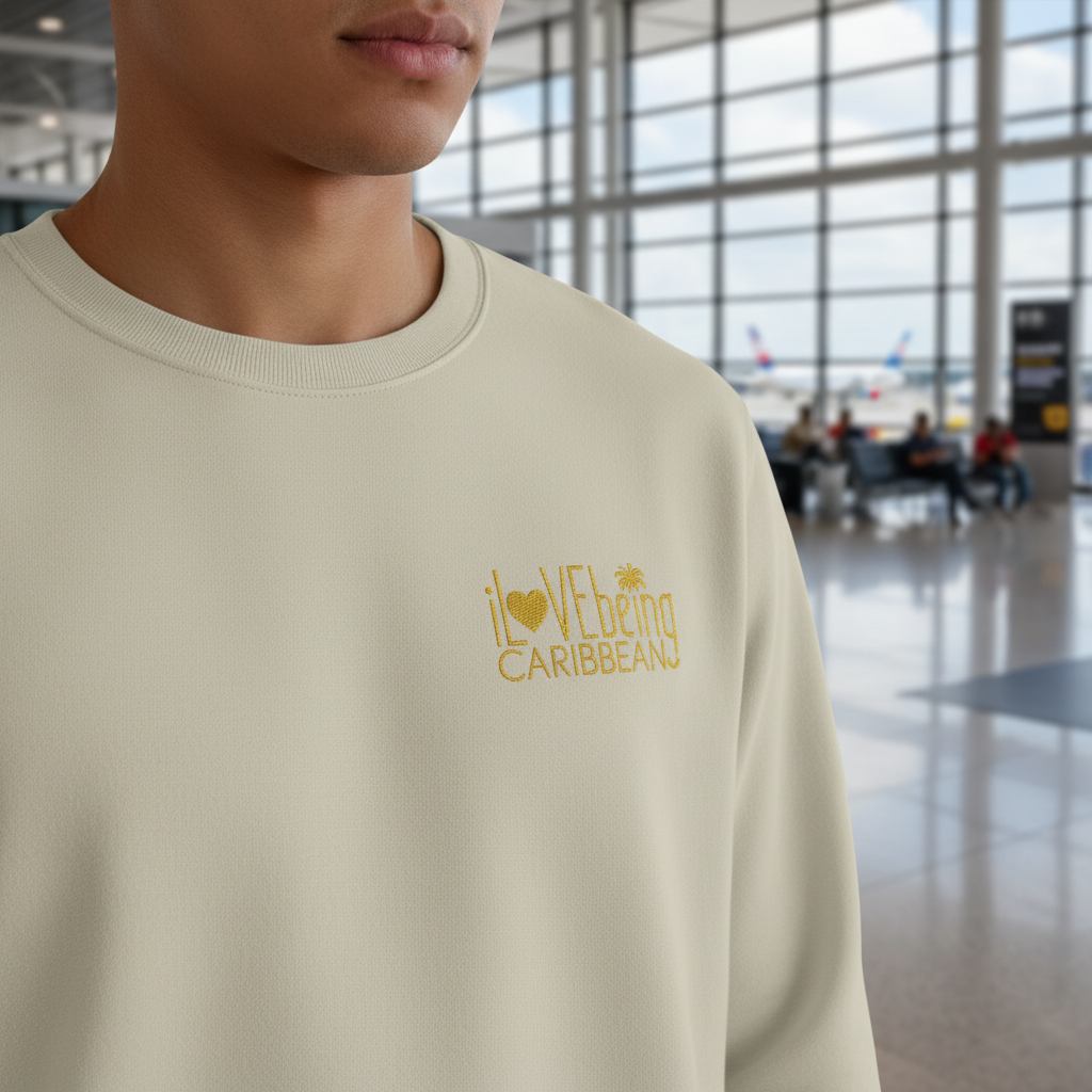 iLBC Signature Sweatshirt logo close-up in airport setting